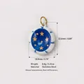 Detailed view of a stainless steel star pattern pendant showing dimensions and weight info - Style 4 White Blue Star Pendant