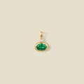 Macro view of 18K gold plated stainless steel pendant with oval green gemstone - Green Oval Gemstone / May Style Gold