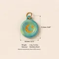 Detailed view of a turquoise moon and star stainless steel pendant with dimension specs - Style 5 Sky Blue Moon Pendant