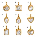 Selection of 18K gold plated stainless steel pendants with multiple gemstone shapes - Round (1) / Gold