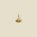 Close-up of an 18K gold plated stainless steel pendant with a green oval gemstone - Olive Green Gemstone / August Style Gold