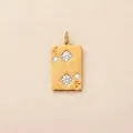 Detailed view of a gold-plated 18K stainless steel poker card pendant with diamonds. - Diamond 4 Poker Card Pendant / Gold