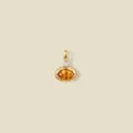 Close-up of 18K gold plated stainless steel pendant with oval orange gemstone detail. - Orange Yellow Gemstone / November Style Gold