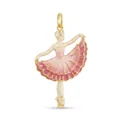 Exquisite detail of pink enamel ballerina dancer pendant with golden accents on white - Ballerina Pendant