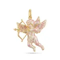 Exquisite detail of a gold Cupid pendant featuring pink and white marbled enamel textures - Cupid Angel Pendant