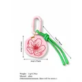 Pink lotus flower bag charm with green rope and pink carabiner accessory decoration - Magnolia Pendant