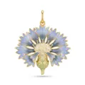 Detailed view of an elegant blue enamel cornflower pendant with gold metal finish - Cornflower Pendant