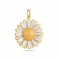 Detail showing the white and yellow enamel petals of this dainty daisy flower pendant - Chrysanthemum Pendant