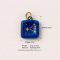 Blue stainless steel square pendant with gold star pattern for DIY jewelry making - Style 10 Square Star Pendant