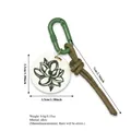 Unique lotus flower bag charm with green carabiner and olive braided cord for backpacks - Lotus Pendant