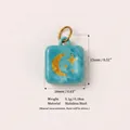 Square light blue stainless steel pendant featuring golden moon and star design for DIY - Style 11 Sky Blue Moon Pendant