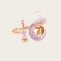 Kawaii openable rabbit cake ring in macaron purple and gold with heart fork charm - Ring / Purple