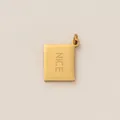Pendentif rectangulaire en acier inoxydable plaqué or avec gravure NICE élégante - Pendentif Bretzel