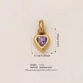 Gold-plated 316 stainless steel heart pendant with purple heart crystal stone for DIY jewelry - June Birthstone Pendant / Gold
