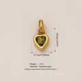 Heart-shaped green birthstone pendant in 316 stainless steel with 1cm length - August Birthstone Pendant / Gold
