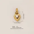 Heart-shaped 316 stainless steel birthstone pendant charm with dimension measurements - November Birthstone Pendant / Gold