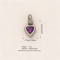 Heart shaped 316 stainless steel pendant featuring a faceted purple birthstone inlay - February Birthstone Pendant / Steel