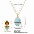 Exquisite blue enamel egg locket necklace with a rose inside, gold-plated copper. - June Flower (HSNK255219KI)