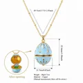 Light blue openable egg pendant necklace with flower inside, gold-plated copper - September Flower (HSNK255219KI)