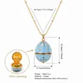 Sky blue enamel locket necklace with opening flower pendant, copper gold plated design - October Flower (HSNK255219KI)