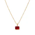 Elegante collana in acciaio inossidabile dorato con pendente rettangolare rosso rubino - Luglio-Rubino