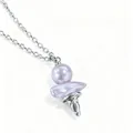 Elegant lavender pearl ice cream cupcake pendant necklace with delicate silver chain - Round Base Purple Ice Cream (JPNK255001RI) / 1 Piece / Purple