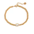 Elegantes vergoldetes Perlenarmband mit klarem Edelstein im Marquise-Schliff für Damen - Marquise Perlen Armband