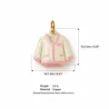 Detailed size guide for a beige and pink sweater-shaped copper jewelry charm. - Pink Sweater Charm