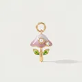 Close-up detail showing the intricate enamel work and pearl on the mushroom charm - Purple Gradient Bellflower Style (MTPK262412OI) / White and Purple Mushroom Pendant