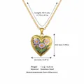 Engraved gold heart locket necklace with purple daisy flowers and chain dimensions - September Birth Flower Locket Necklace / Gold