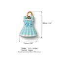 Light blue and white striped dress shaped charm made of copper for DIY jewelry making - Blue Dress Charm