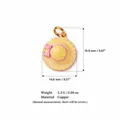 Yellow and pink enamel sun hat charm pendant made of copper for DIY jewelry crafts - Straw Hat Charm