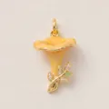 Nature-inspired yellow enamel chanterelle mushroom pendant with sparkling stone leaves - Yellow Chanterelle Style (MTPK262412OI) / Yellow Mushroom Pendant
