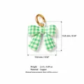 Ciondolo a fiocco a scacchi verdi in rame per la creazione di gioielli fai da te e accessori - Ciondolo Solo-Fiocco a Quadri Verde (Senza Catena)