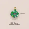 Farbenfroher grüner Emaille-Donut-Anhänger aus Edelstahl für DIY-Schmuckherstellung - Donut-Stil / 16.4x15.3mm