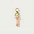 Enamel mushroom pendant with green leaves, pearl and crystal detail for DIY jewelry making - Gradient Beige Mushroom Style (MTPK262412OI) / Beige Mushroom Pendant