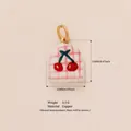 Handmade cherry pattern copper charm pendant with 12mm dimensions and weight specs - 3-Cherry