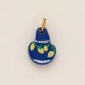 Precioso colgante de pera de porcelana azul con patrón de limón y aro de oro de 18K - Hervidor N.º 4