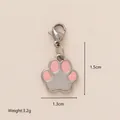 Edelstahl Pfotenanhänger mit rosa Emaille für DIY-Schmuckherstellung Anhänger - Rosa Katzenpfote Anhänger