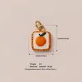 Emaillierter quadratischer Orangen-Anhänger aus vergoldetem Messing für DIY-Schmuck - 5-Orange