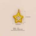 Ciondolo a stella in acciaio inox giallo con fiore bianco e placcatura oro 18K - Ciondolo carambola / 1.7x1.3cm