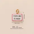 Rechteckiger Anhänger aus Emaille in Rosa und Weiß mit Text für DIY-Schmuck - 10-Quadrat Slogan