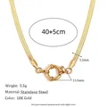 Detailed 18K gold plated stainless steel snake chain necklace with size dimensions - Snake Chain With Sailor Clasp / 40+5cm