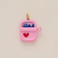 Colgante de lata de sardinas rosa hecho a mano con corazón y peces, baño de oro 18K - Colgante de Lata / Rosa