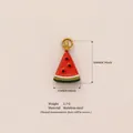 Pendente a fetta di anguria in acciaio inossidabile placcato oro 18K per gioielli - Pendaglio di Anguria / 20x11mm