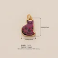Squisito ciondolo a forma di gatto viola floreale in rame per gioielli eleganti - Gatto Rosa