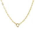 Collier chaîne trombone élégant en acier inoxydable plaqué or 18K avec fermoir - Petite Chaîne Trombone à Fermoir Marin