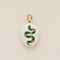 Colgante ovalado de acero inoxidable con un diseño único de serpiente verde y estrellas - Serpiente Pequeña