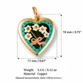 Herzanhänger im nordischen Stil mit Blumenmuster aus Kupfer - Herz Blumenstrauß Herzform
