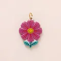 Encantador colgante pequeño de flor violeta esmaltada con detalles rojos y amarillos - Colgante Solo / Flor Rosa